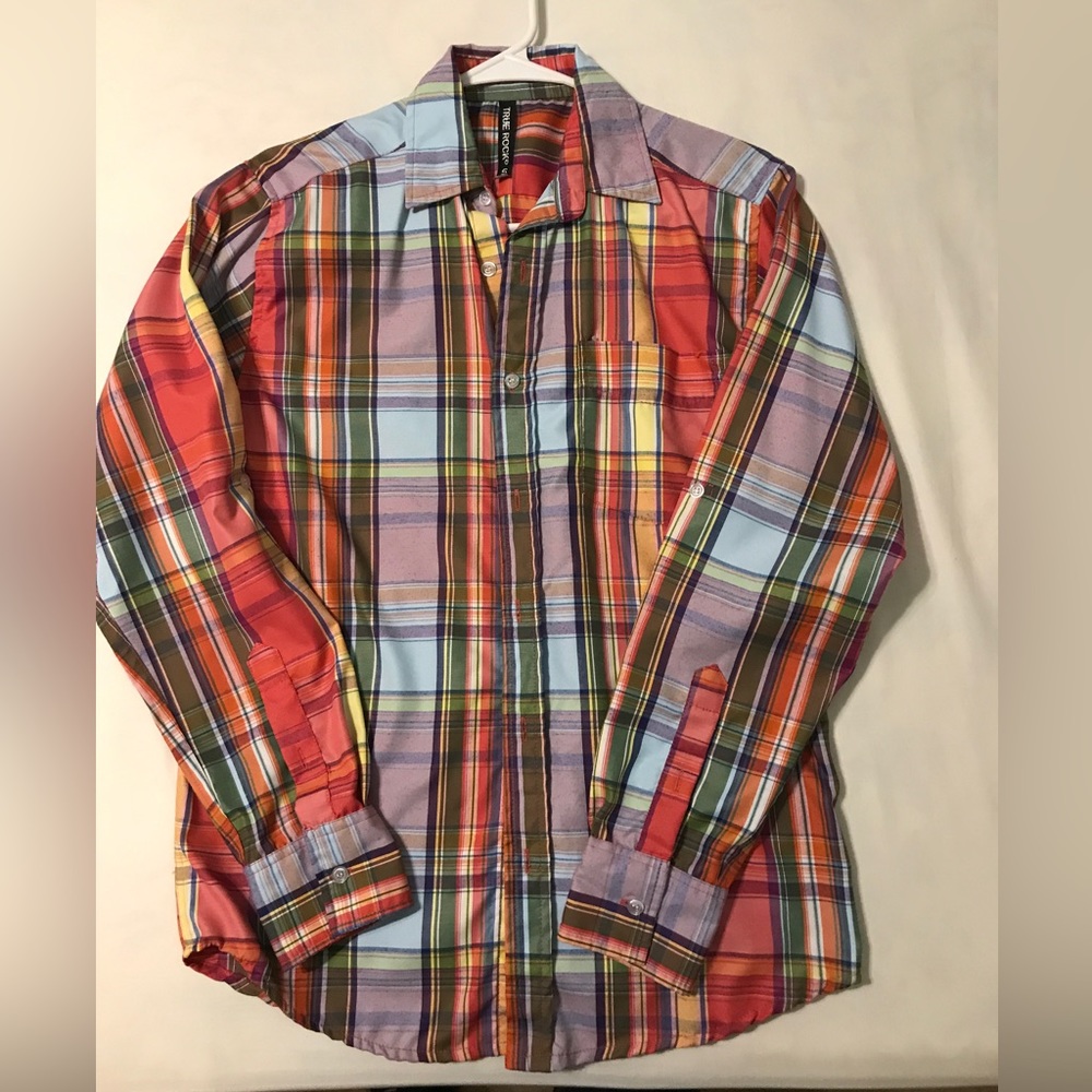 True Rock Button Up plaid Long Sleeve Shirt